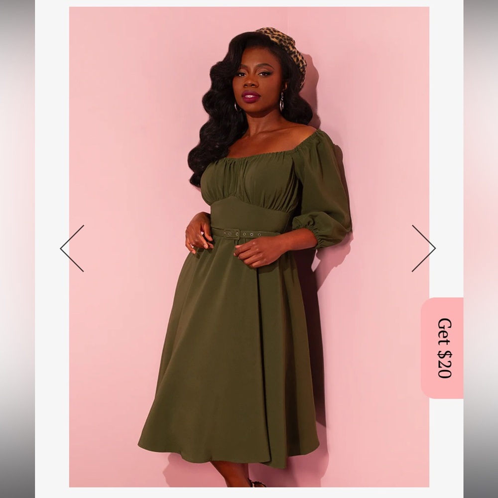 Vixen by Micheline Pitt Olive Green Vacation Dress
